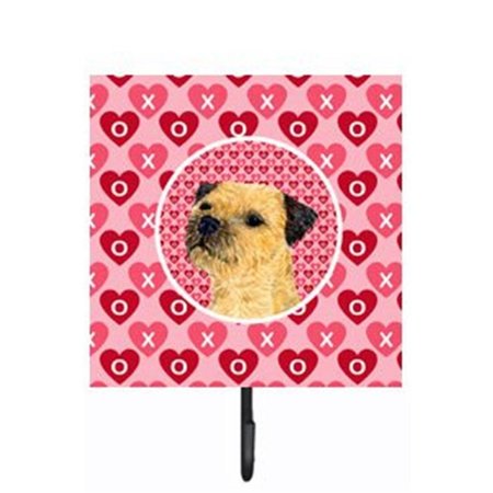 MICASA 4.25 x 7 in. Border Terrier Valentines Love and Hearts Leash Or Key Holder MI628460